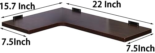 22 Inch Corner Shelf Wall Mount Set of 4 Dark Brown Heavy Duty