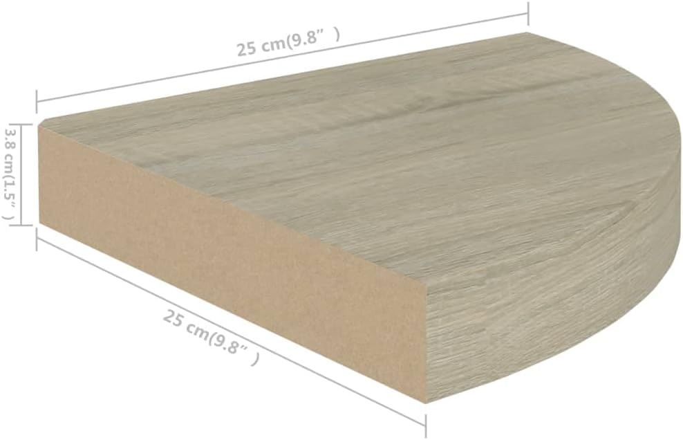 Floating Corner Shelf Oak 98x98x15 MDF for Home Decor