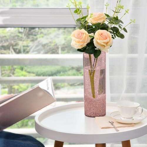 Glittering Starry Skin Color Plastic Hurricane Candle Holder 118 x 39 Inch Decorative Vase