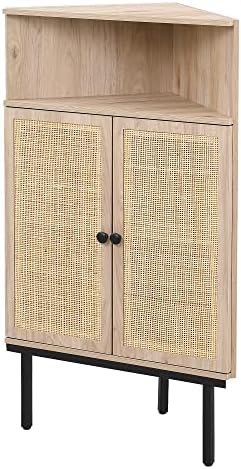 Xiao Wei 39 Inch Boho Corner Cabinet with Rattan Doors