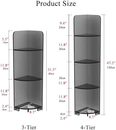 3-Tier Acrylic Corner Storage Shelf Organizer Orange Freestanding Sturdy Clear Display