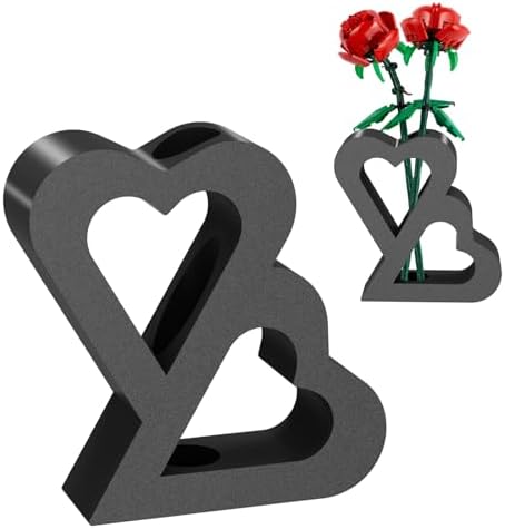 Double Heart Vase for LEGO Flower Display - Black