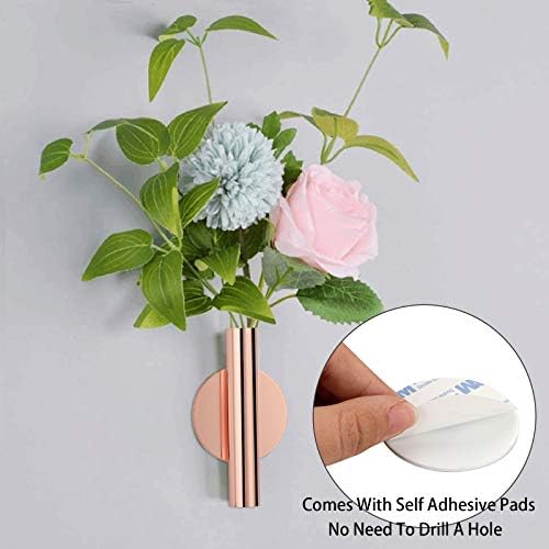 JUXYES Pack of 2 Metal Wall Flower Vase with Sticker