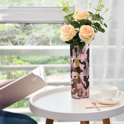 Camouflage Peach Brown Plastic Hurricane Candle Holder for Wedding and Party Decor