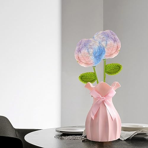 Modern Versatile Vase with Bow Decoration Shatterproof and Scratch-Resistant Plastic Elegant Pink