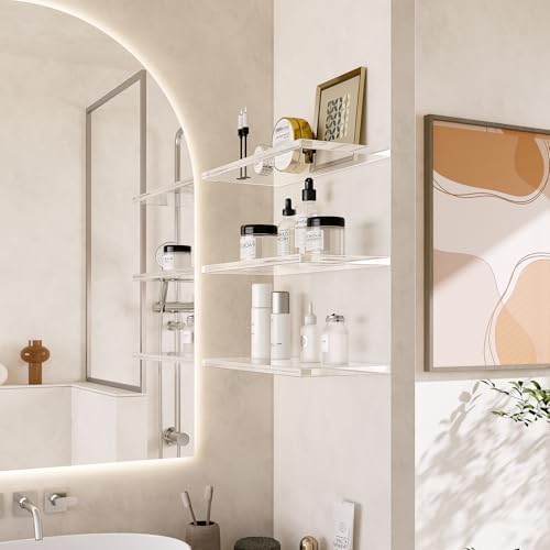 Clear Acrylic Floating Shelves for Wall Mounting