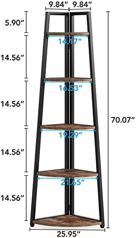 LITTLE TREE 5 Tier Tall Corner Bookshelf for Small Space