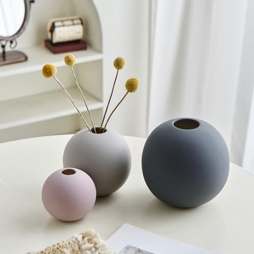 Ceramic Vase Set of 3 Multicolor Rustic Farmhouse Decor