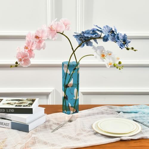 Blue Cartoon Crane Bird Silhouette Plastic Vase 118 x 39 Inch