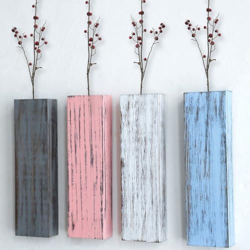 Wood Wall Planter for Indoor Plants and Dried Flowers Decor