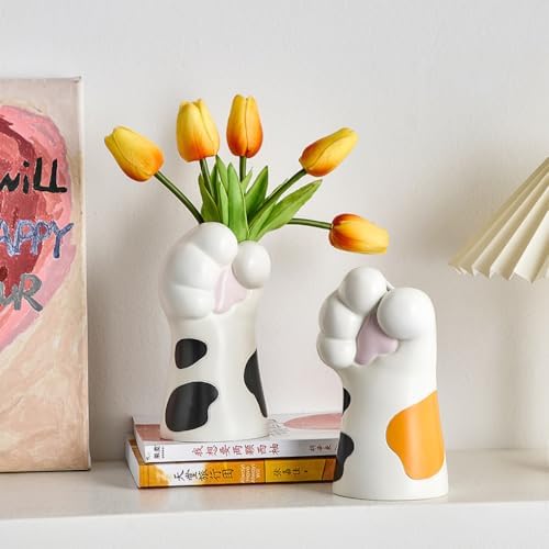 Wait Fly Cat Paw Ceramic Vase Black