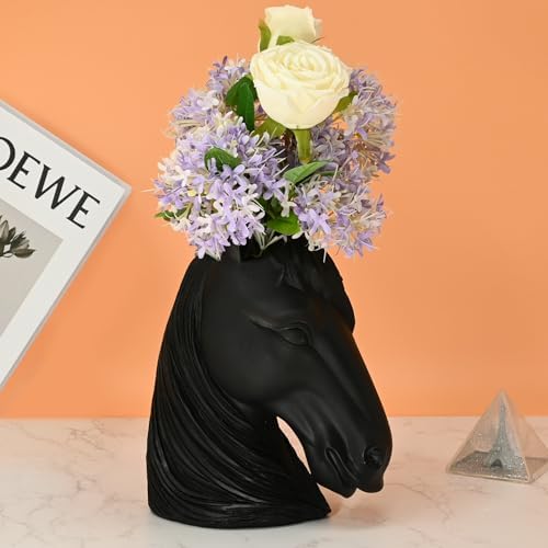 Modern Black Horse Head Vase Unique Home Decor