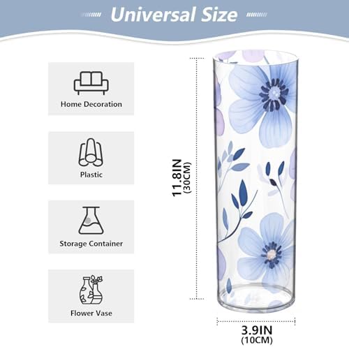 Purple Watercolor Blooms Plastic Hurricane Candle Holder 118x39 Inch Decorative