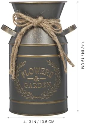 Rustic Galvanized Flower Bucket Vintage Style Decorative Planter Grey Finish