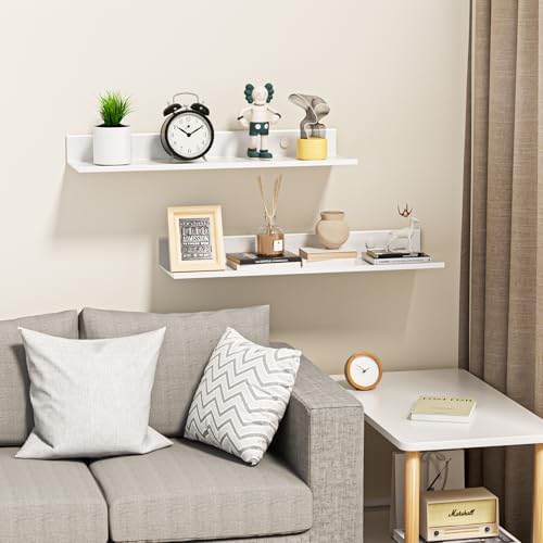 Wisfame White Floating Wall Shelves Set of 2 157 Inch