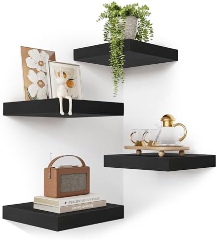 Olakee Corner Floating Shelf Set of 4 Black