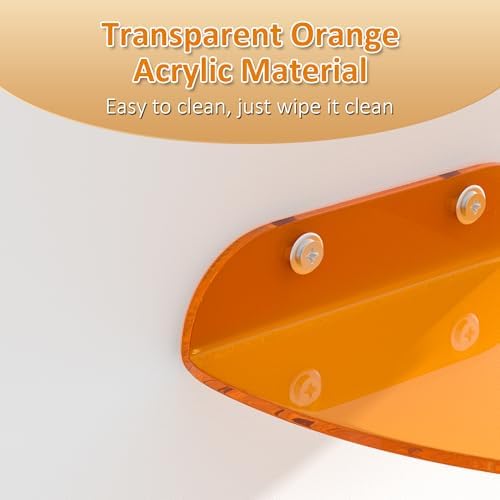 7x7 Inch Floating Corner Shelf Set of 2 Orange Acrylic Wall Mount Organizer