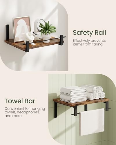Floating Shelves Set of 2 12 Inch Deep Rustic Brown and Black
