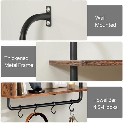 HOOBRO 3-Tier Floating Shelf with LED Lights