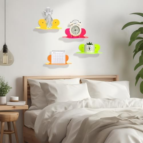 Soaoo 4 Pack Neon Floating Shelves for Display Storage