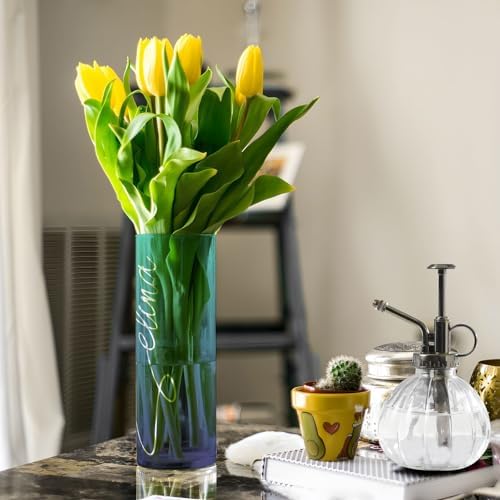 J JOYSAY Dark Teal Blue Gradient Vase for Centerpieces