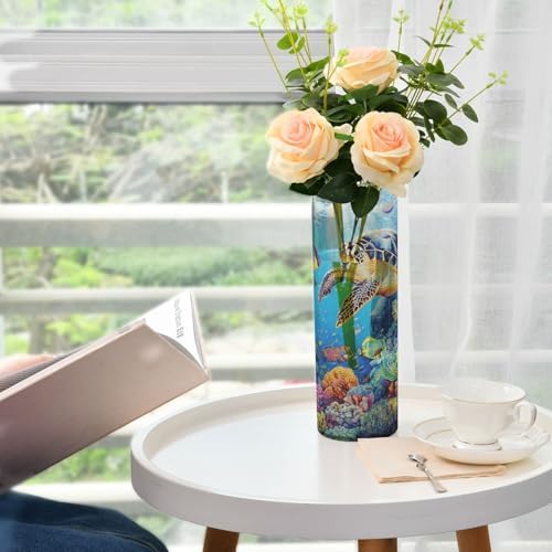 Turtle Plastic Cylinder Vase with Floating Candle Holder