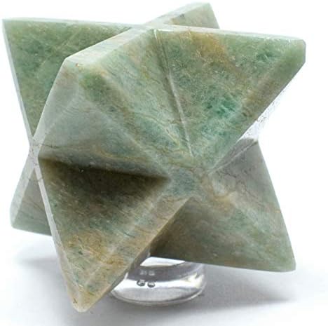 24 Inch Green Amazonite 8 Point Star with Clear Quartz Cabochon