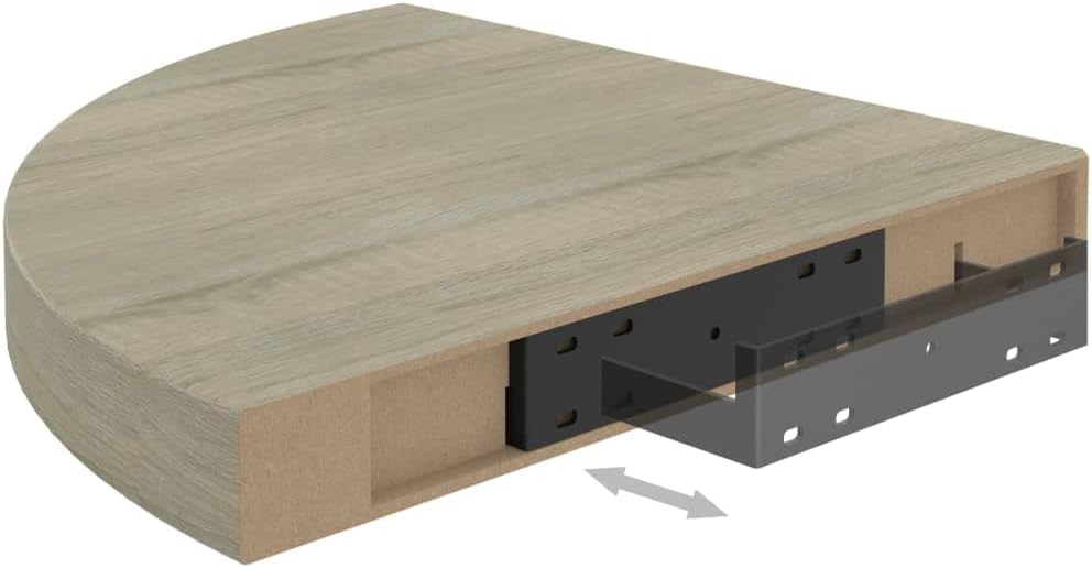 Floating Corner Shelves 2 Pcs Oak MDF 138x138x15 Inch for Home Decor