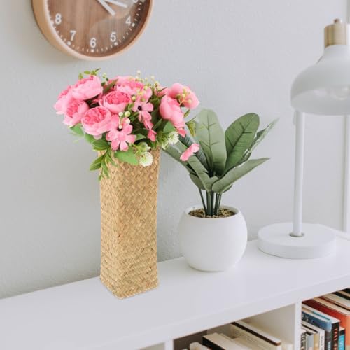 Straw Woven Flower Vase for Home Decor and Photo Props