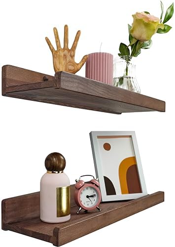Wood Wedge Floating Shelves Set 2 16 Inch Waterproof