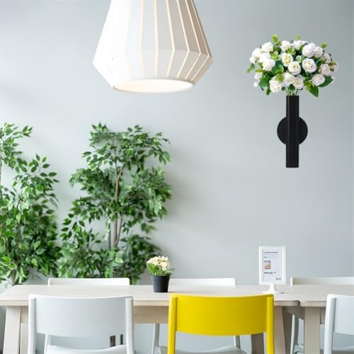 Wall Vase Metal Tube Holder for Dried Flowers 2 Pcs Black