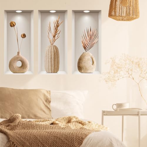 Joyartu 3D Plants Wall Decals 3PCS Modern Botanical Mural Stickers