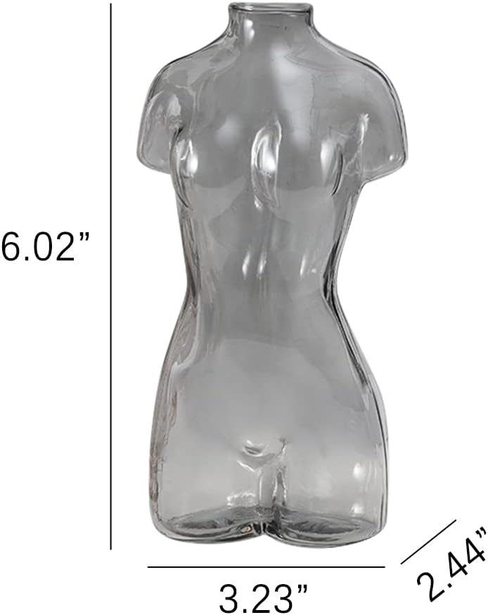 Kelendle Female Form Body Vase Glass Decor Gray