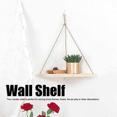 Joyzan Hanging Corner Shelf with Rope Triangle Wood Storage Rack