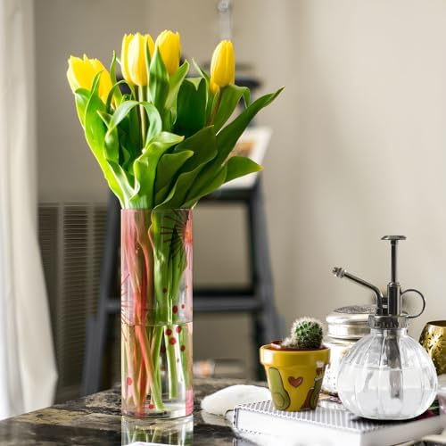 Geometric Dots Lines Coral Plastic Hurricane Candle Holder 118x39 Inch Modern Decor