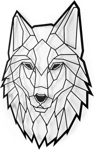 Metal Floating Wall Sculpture with Shades Wolf 43x31cm
