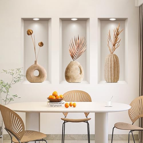 Joyartu 3D Plants Wall Decals 3PCS Modern Botanical Mural Stickers