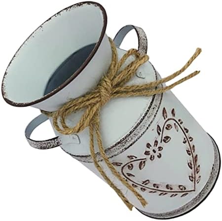 Cabilock Vintage Metal Flower Bucket for Floral Arrangement Rustic Decorative Vase