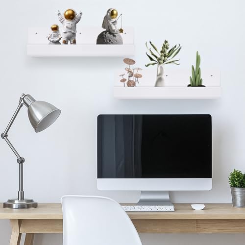 4pcs Floating Shelves Wall Mount White Acrylic Bookshelf