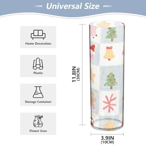 Happy Christmas Pink Plastic Hurricane Candle Holder 118 x 39 Inch