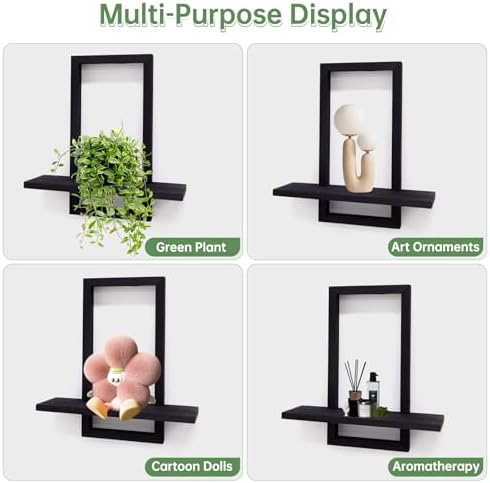 Square Floating Shelves Set of 2 - Modern Style Black