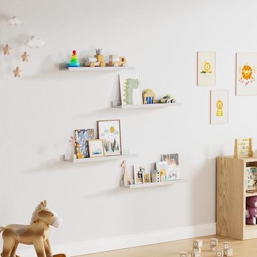 Acovy Floating Shelves Set of 2 White Solid Wood