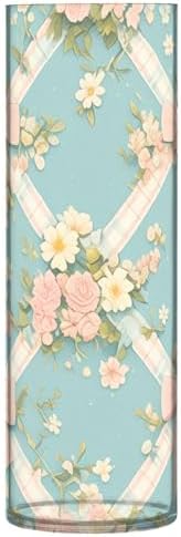 Vintage Pastel Pink Bows Wildflowers Blue Plastic Vase for Centerpieces