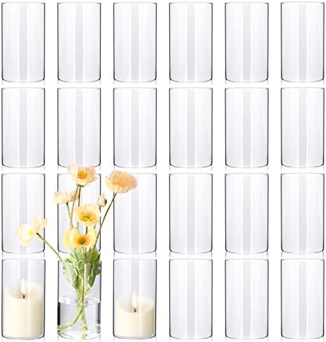 24 Pcs Tall Clear Glass Vases for Home Decor and Flower Arrangements