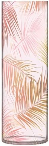 Tropical Palm Tree Peach and Gold Leaves Plastic Candle Holder