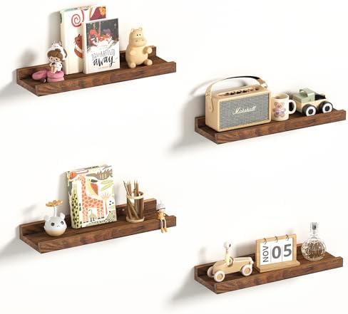 Gloserin 16 Inch Wood Floating Shelves Set of 4
