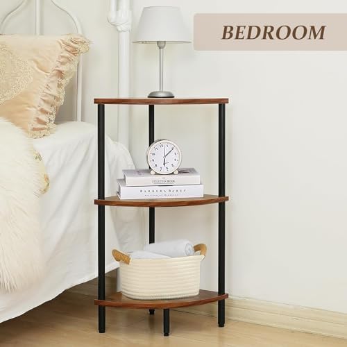 3 Tier Corner Shelf Stand 28 Inch Rustic Industrial Bookshelf for Small Spaces