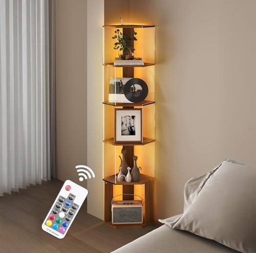 Quikraen 6 Tier Corner Shelf with LED Light