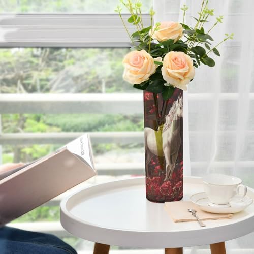 SyXIOP Robust Unicorns Plastic Cylinder Vase 118x39 Inch Decorative Hurricane Candle Holder