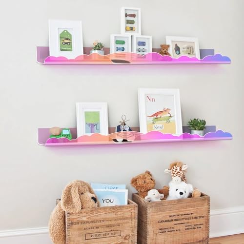 Rainbow Glitter Floating Shelves Set of 2 for Home Decor